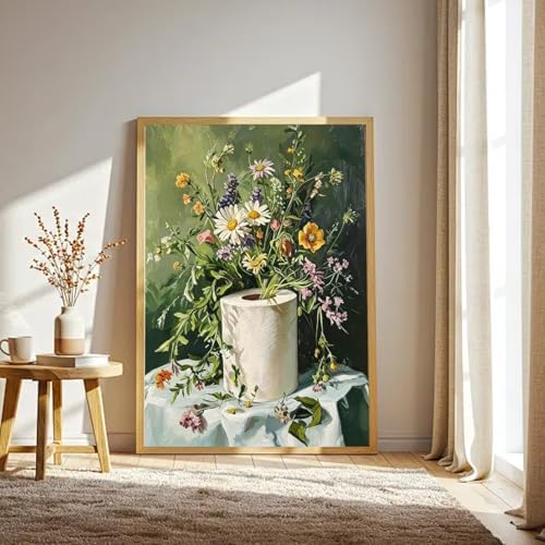 AIBOERL Diamond Art Kits for Adults,Flowers Diamond Painting Wall Decor | Round Drill Vintage Flower Diamond Painting for Beginners DIY Rhinestone 5D Diamond dots(Gemstone Craft)Wall Art Gift 12x16IN