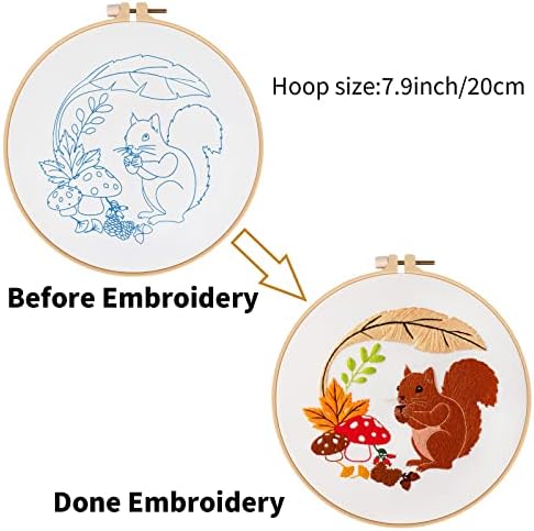 Louise Maelys Autumn Squirrel Embroidery Kit, Animal Craft for Beginners