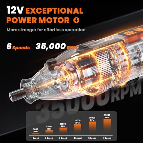 HARDELL 12V Cordless Rotary Tool,35000RPM Digital Display Power Rotary Tool