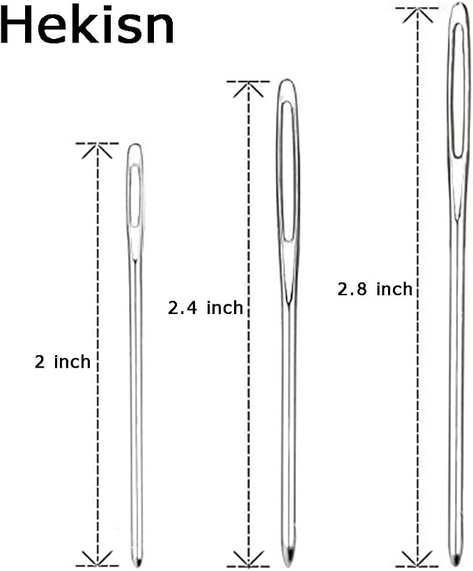 Hekisn Large-Eye Blunt Needles, Stainless Steel Yarn Knitting Needles, Sewing Needles, Crafting Knitting Weaving Stringing Needles,Perfect for Finishing Off Crochet Projects (15 Pieces)