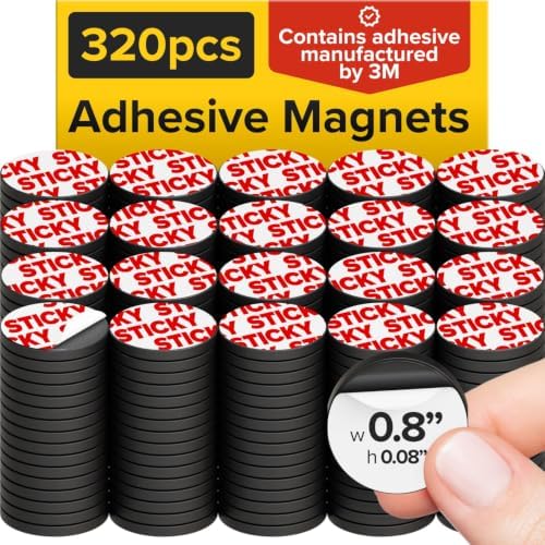 Sticky Flexible Adhesive Magnets for Crafts, 0.8"x0.08" (20x2mm), 320 pcs