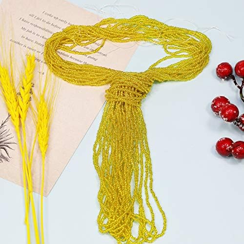 Size 11/0 Yellow Sliver Lined Seed Beads Strand, 3 Meters, 9 Meters Light Green Silver Lined Strand