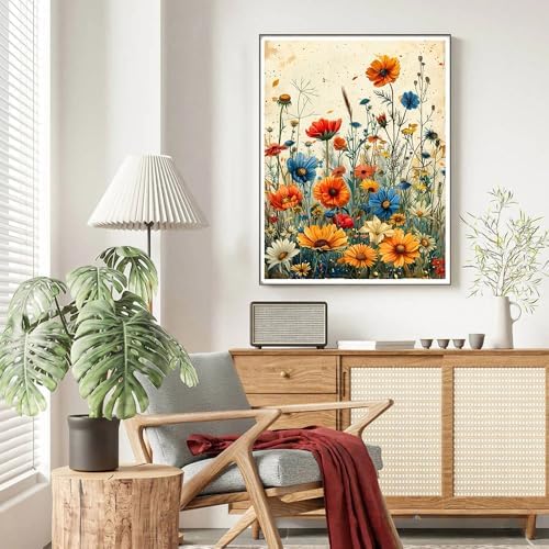 Benjenes Wild Flowers Diamond Art Kits for Adults, Diamond Painting Kits