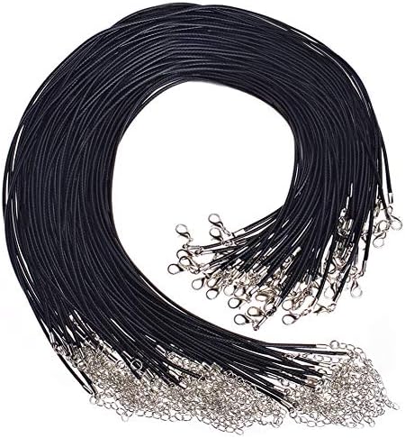 Paxcoo 50Pcs 18" Black Waxed Necklace Cord for Jewelry Making