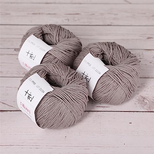 Fine Weight Knitted and Crocheted Cotton Yarn, 100% Long Staple Cotton Yarn, Baby Sports, 2 Packages of 100g/3.52oz (Per Skein 50g/162yards)-Phantom Grey