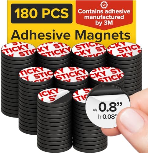 Sticky Flexible Adhesive Magnets for Crafts, 0.8"x0.08" (20x2mm), 180 pcs
