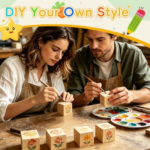 Cheardia 30 Pack 2 Inch Wooden Blocks for Crafts, Unfinished Wood Cubes Square Blank Block for Crafts Making, DIY Decor