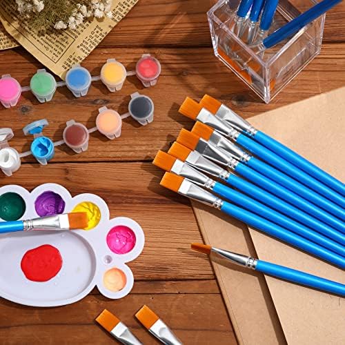 Crtiin 60 Bulk 1/2 Inch Flat Paint Brushes for Acrylic Painting Large(Blue)