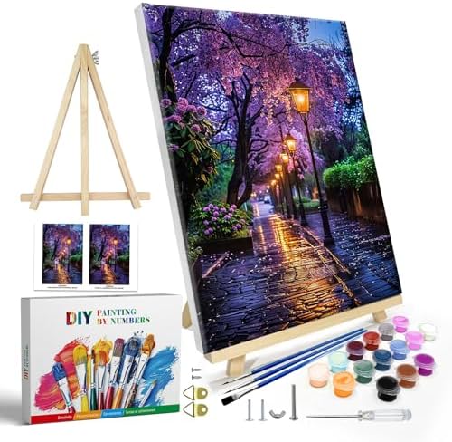 JOOZ Paint by Numbers Kit for Adults with Frame, Landscape Paint by Number