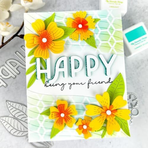 Scrapbooking Die-Cuts, Layer Frame Net Set Metal Cutting Dies for Card Making, Paper Craft Template, Background Embossing Stencils, DIY Album Décor (Flower Set C-11.4x11.3cm)