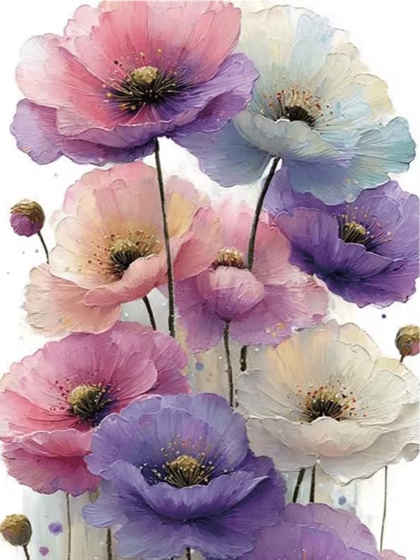 KYOQFVN Flowers 5D Diamond Art Kits for Adults, Flower Diamond Painting Kits for Adults Beginners, DIY Full Drill Round Gem Art with Diamond dots for Home Wall Decor 12 X 16 Inch