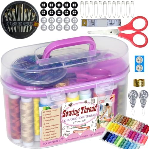 40 Spools of Sewing Thread,Gift Box Portable Basic Sewing Repair Kits (Purple)