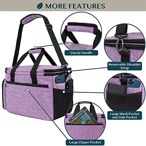 PAVILIA Knitting Yarn Storage Bag Crochet Organizer for Knitter, Purple