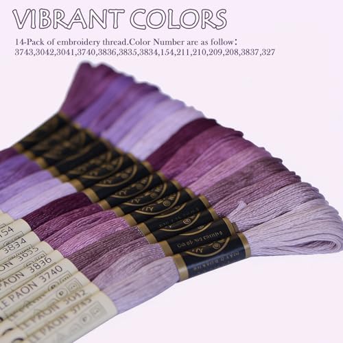 Embroidery Floss - Cross Stitch Threads - Friendship Bracelets Floss - Crafts Floss - 14 Skeins Per Pack Embroidery Floss, Dark Violet Gradient