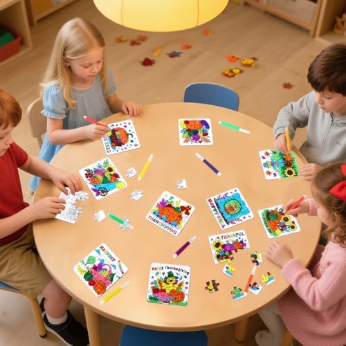 Thanksgiving Fall Crafts for kids, Autumn Art Activity DIY Blank Puzzle Toy