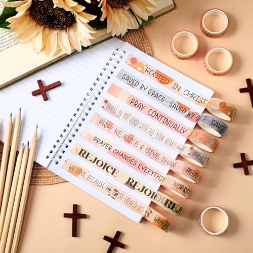 24 Rolls Christian Washi Tape Gifts, Boho Faith Religious
