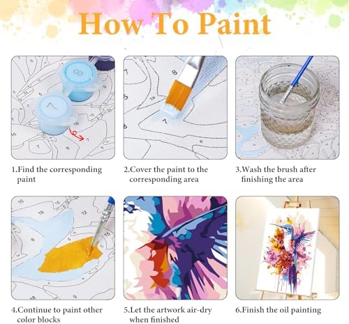 Okarina Framed Paint by Numbers Kit for Adults, Hummingbird Decor 8x12 Inch