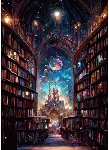 koemhxb Magical Library Paint by Numbers Kit for Adults Beginner Fantasy Acrylic Painting DIY Art Canvas by Number Kits for Gifts Home Wall Decor 16x20 Inch