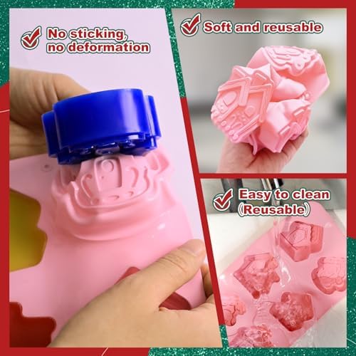 Christmas House Soap Molds, 2 Pack Gingerbread House Silicone Mold | 12 Cavity House Shapes Soap Mold for Soap Making Candle Lotion Bar Beeswax Resin, Non-Stick Baking Molds for Cake Chocolate