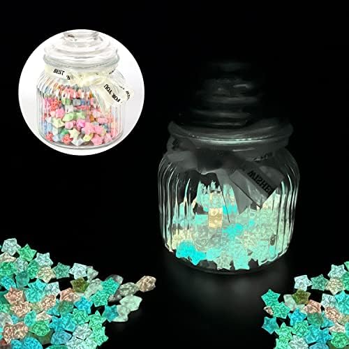 CCINEE 840 Sheet Luminous Origami Star Paper Strips, Glow in the Dark DIY Handmade Crafts Origami Lucky Star Paper, 4 Styles 40 Colors