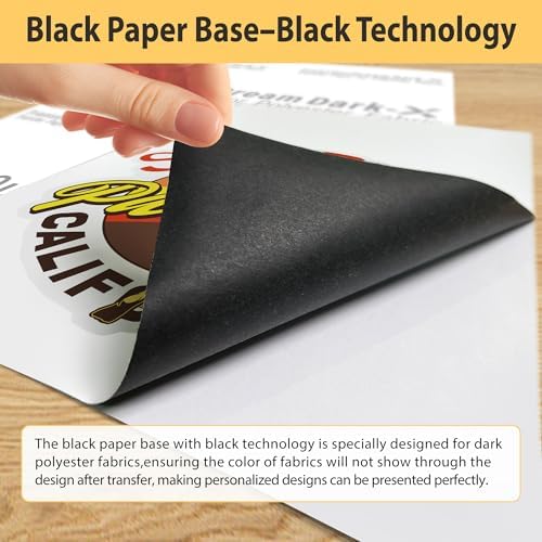 TransOurDream Heat Transfer Paper for Dark Polyester Fabrics (Dark X, 8.5"x11", 50 Sheets) Printable Iron on Heat Transfer Vinyl for Inkjet Printer