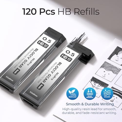 Nicpro Blocky Gear 0.5 mm Mechanical Pencil Set in Case