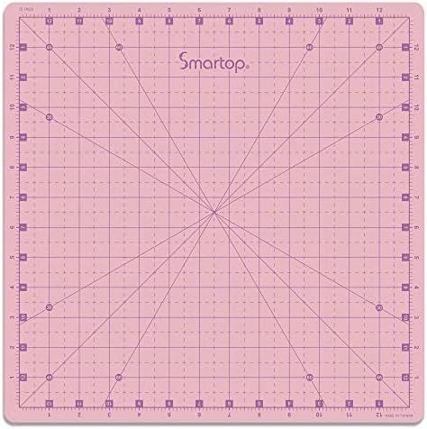SMARTOP 14"x14" Rotating Self Healing Cutting Mat, Non-Slip Non-Reflective, Good for Quilting, Sewing, Crafts, Scrapbooking, Molandi Pink
