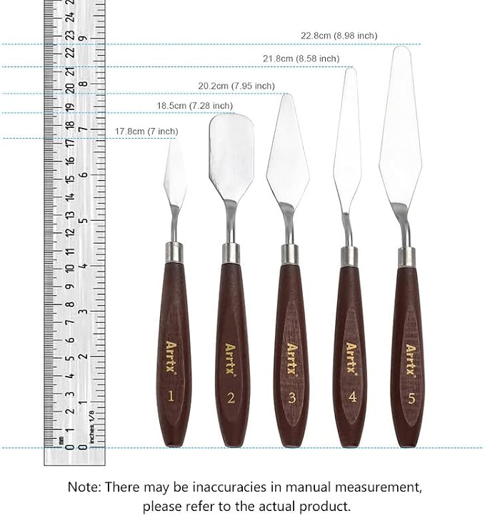5 Pieces Painting Knives Stainless Steel Spatula Palette Knife Oil Painting Accessories Color Mixing Set for Oil, Canvas, Acrylic Painting-Lightwish