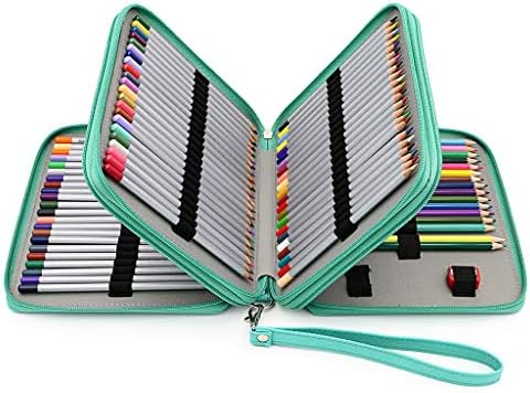 BTSKY Deluxe PU Leather Pencil Case For Colored Pencils - 120 Slot, Green