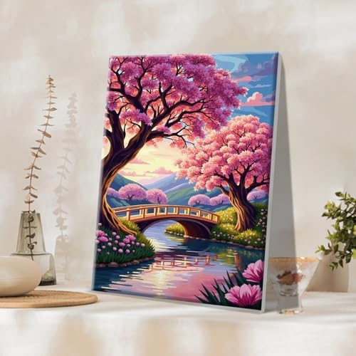 JOOZ 5D Landscape Paint by Numbers Kit for Adults with Frame, 8x12 Inch