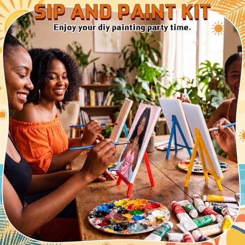 Blosssound 10 Set Pre Printed Canvas Pre Drawn Canvas Painting with Easel Kits 5" x 7" Outline Painting Panels for Beginners, DIY Craft Project, Party Favor, Home Decors(Curvy Goddesses)