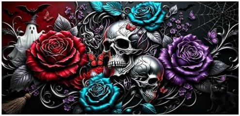 NFDPFUN Gothic Skull Rose Halloween Diamond Painting Kit,Diamond Art Kits