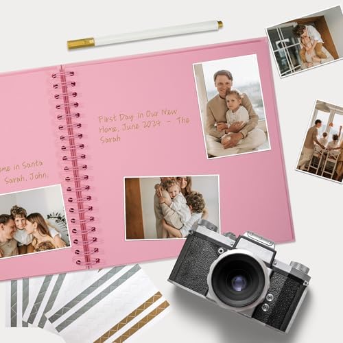 Vienrose Scrapbook Album,80 Pages,10x10 Inch,Candy Pink