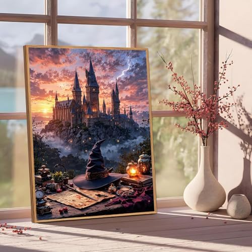 Magic Castle Paint by Numbers Kit for Adults Framed Canvas, Frameworkless