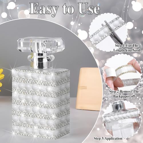 Pearl Rhinestone Roll Sticker 1 cm Wide White Pearl Crystal Ribbon