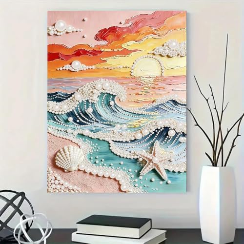5D Diamond Art Kits for Adults Beginners, Wave Pearl Diamond Painting Kits