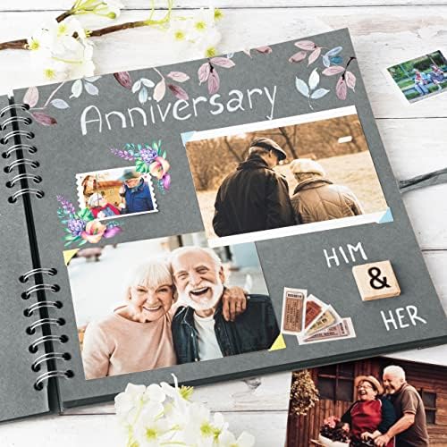 Bstorify 10 x 10 Inches Scrapbook Album 70 Pages Grey | Hardcover with Thick 200 GSM Kraft Paper, Ideal for Your Scrapbooking Albums, Art & Craft Projects (Grey, 10 x 10 Inch)