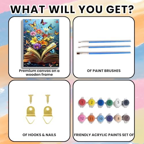 Artykapby Paint by Numbers kit for Adults Butterflies and Books16x20 inch