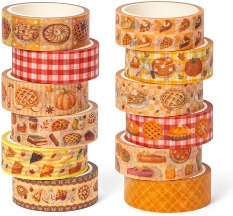 12 Rolls Autumn Bakery Designs Washi Tape for Baking Recipe Books