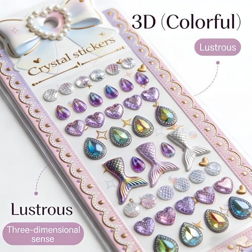 【2 Sheets】 Airy 3D Puffy Stickers, Resin Decorative Stickers, Cute Small Stickers for Kids，Girls, Adults, Reusable Tiny Stickers for Phone Case, Notebook - Perfect for Craft and GIF (Gentle)