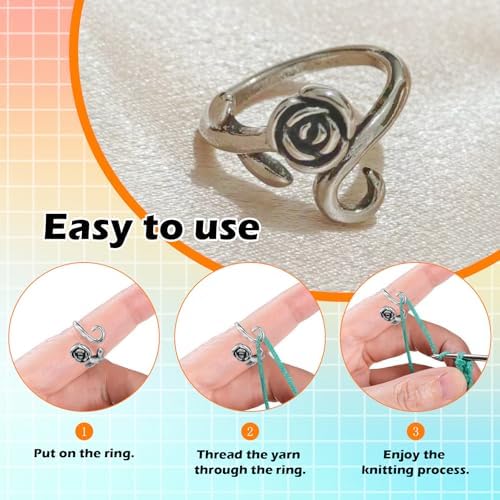 4pcs Knitting Crochet Loop Ring for Fingers Metal Open Yarn Guide Crochet Rings