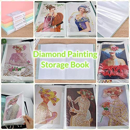 A3 Diamond Painting Storage Book, 60 Views Art Portfolio Presentations Folder with 30 Pages Protectors, 17.3x12.8in