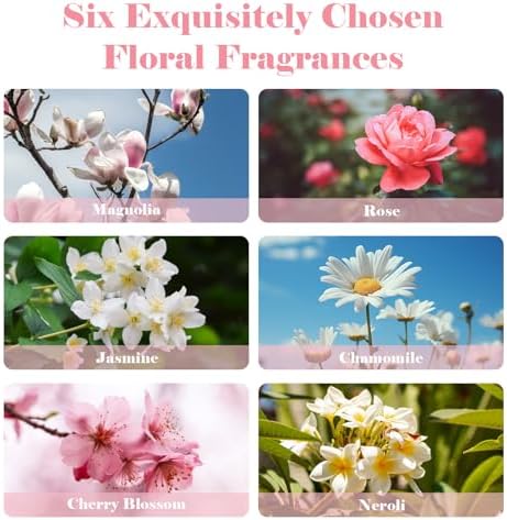 AmaKane Floral Fragrance Oils, Flower Essential Oils for Diffusers for Home, Candle Soap Making Scents 6x10ml, Rose, Jasmine, Chamomile, Neroli, Magnolia, Cherry Blossom Essential Oil
