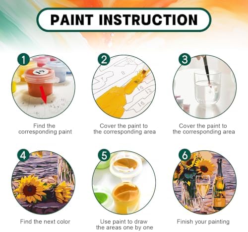 Possoco Paint by Numbers Kit for Adults Beginner, Sunflower Adult Paint by Number Kits on Canvas, Landscape DIY Acrylic Watercolor Oil Paint by Number for Adults Teens for Home Decor Gift 16x20 Inch