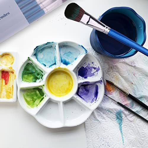 GACDR 1 Inch Mop Brush for Acrylic Painting, 6 Pieces Oval Blending Brushes for Acrylic Painting with Short Wooden Handle for Acrylic, Gouache，Watercolor (Pack of 2)