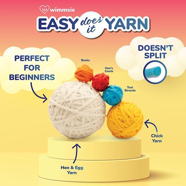 Wimmsie Crochet Animal Kit for Beginners - Easy Beginner Crochet Kit for Kids - Gift for Mom - Amigurumi Chicken Chick & Egg - 3 Kawaii Stuffed Animals - Cute DIY Yarn Plush