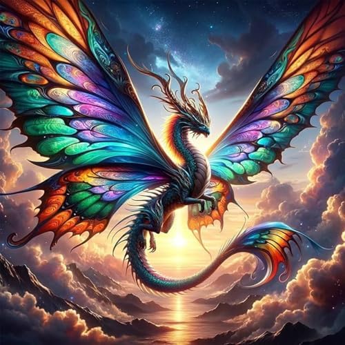 Ekuxom Dragon Diamond Art Kits for Adults-5D Diamond Painting14x14 inch