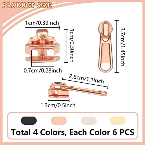 DOITEM 24Pcs Zipper Repair Kit Zippers Replacement 5# Zipper Pull Rescue Kit for Clothing Jackets Purses Luggage Backpacks (4 Colors)