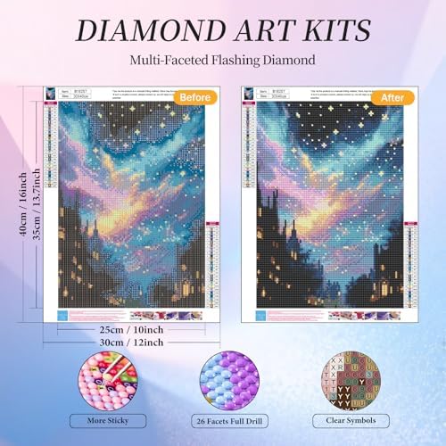 Diamond Art Kits for Adults, Starry Sky Diamond Painting Kit, 12 x 16 Inch