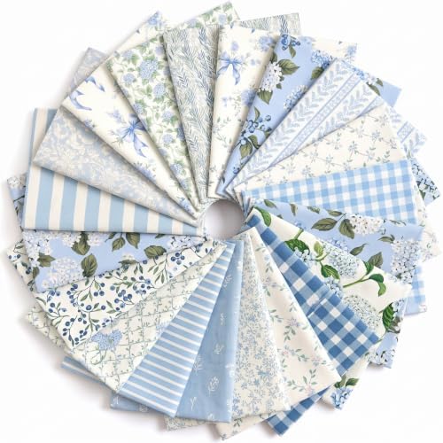 HunnmingRe 20 Pcs 10''x10'' Blue Hydrangea Quilting Fabric Square